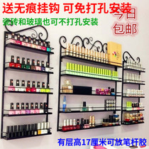 Net red gold nail rack Wall-mounted nail polish shelf Wrought iron nail oil glue storage display cabinet Lipstick storage shelf