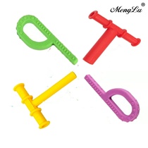 Red T-shaped teether bite stick Speech muscle training tool Childrens rehabilitation Downs autism Green Yellow Blue P