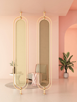 Nordic simple modern metal rattan screen porch porch living room hotel Golden partition light luxury rotating folding screen customization