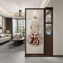 New Chinese screen cabinet foyer solid wood shelf living room simple modern double-sided partition cabinet porch screen