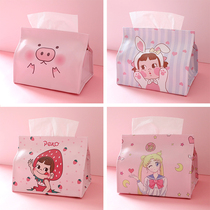  Desktop storage with pumping paper box Pink multi-function bedroom girl heart leather card cover tissue box Sailor Moon