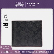 (Christmas gift) COACH COACH Ole Mens Bag Classic Logo Presbyterian Simple Money Clip