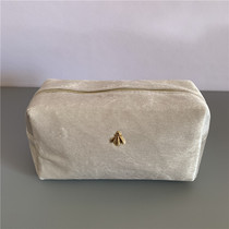 New cuddling bespoke light grey suede cloth Makeup Bag Pure Color Minimalist Hand Grab Bag Portable Containing Finishing Package Color Makeup Bag