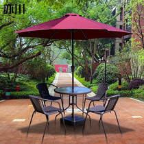 Outdoor Table And Chairs With Umbrella Outdoor Patio Casual Iron Art Open-air Shade Sun Umbrella Cafe Milk Tea Shop Outside Swing Combination