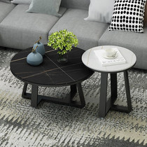 Nordic light luxury Rock board home sofa coffee table combination small apartment modern simple creative round tea table table