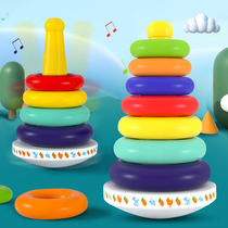 Stacked music childrens puzzle Rainbow Circle 8 months baby toy ring baby can gnaw track turn Music 9