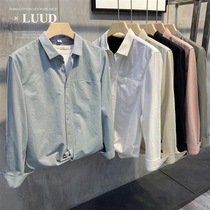 Fashion E-pie autumn retro trend lapel shirt mens slim long sleeve handsome shirt casual Joker coat