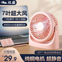 (Recommended by Li Jiaxi) USB small fan student dormitory small portable mini portable summer silent fan office desktop household bedroom bed rechargeable portable electric fan