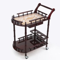 Hotel restaurant delivery car Double-decker solid wood wine car tea car snack car Cake car 4S shop mobile cart