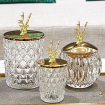 Retro glass candy box with lid European creative cute snacks melon seeds peanut storage box decorative ornaments
