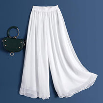  Wide-leg pants womens spring and summer 2021 net red new high-waist hanging chiffon nine-point loose straight casual all-match trousers