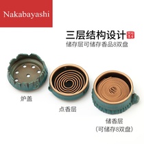 Creative ceramic incense burner household indoor purification air sandalwood stove bamboo aromatherapy tea ceremony small Zen pan incense stove