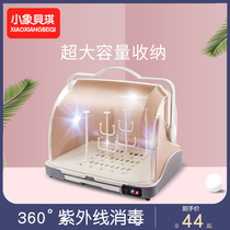Baby bottle storage box baby tableware UV disinfection drain rack with cover dust-proof portable large storage box