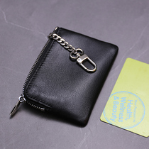 Simple soft cowhide mini ultra-thin card Bag Mens coin wallet key case small girl card clip leather zipper bag