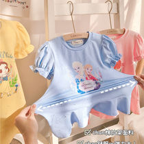 2021 New Girl Princess nightdress princess style summer half sleeve thin round neck short sleeve childrens home dress skirt
