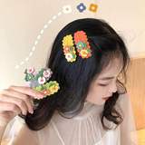 Knitted fabric flower hairpin a