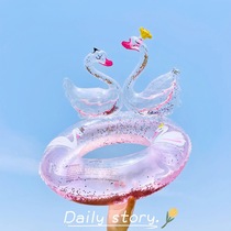 ins Cute sequin three-dimensional swan swimming ring Men and women children thickened net red armpit water ring life buoy floating ring
