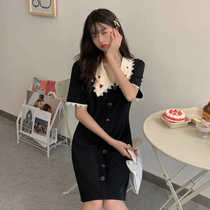 Summer 2021 new small fragrant ladies wind waist thin love embroidery temperament short sleeve dress children Chic