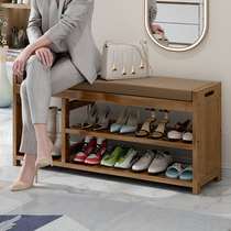 Shoe stool shoe cabinet home door shoe stool solid wood shoe rack entering the door long sofa stool