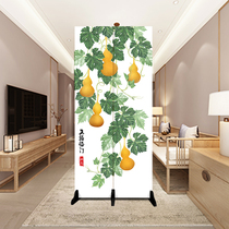 Door entrance Ju Cai screen partition Living room Wufu door Solid wood folding mobile bedroom block household brake