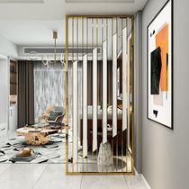 Light luxury modern stainless steel metal iron screen living room dining room partition new Chinese porch flower lattice hollow decoration