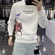Fashion casual mens sweater spring and autumn 2021 new fashion war horse printing Joker round neck long sleeve clothes