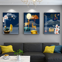 Light luxury murals Stone to run living room decoration painting sofa background wall hanging painting modern simple painting Crystal porcelain triple painting