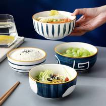 Japanese creative rice bowl household ceramic bowl small soup bowl single porcelain bowl eating dish set and wind ceramic tableware