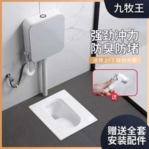 Squat toilet Household squat pit flushing water tank Full set of ceramic potty stool toilet squat toilet urinal