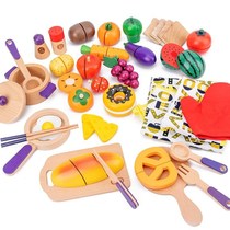 Exported to South Korea childrens cut and happy play home kitchen wooden baby boy and girl cut fruit cake toy
