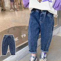 Girls Korean pants autumn dress foreign children radish pants baby jeans trousers spring and autumn loose foreign atmosphere tide