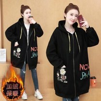300kg extra-large size women's fashion sweater cardigan women's long fat mm plus velvet padded warm loose coat