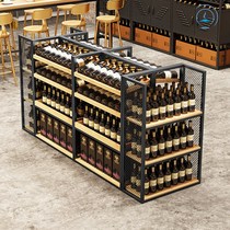 Iron wine cabinet Commercial winery Supermarket shelf display rack Island cabinet Floor display Industrial wind wine rack customization