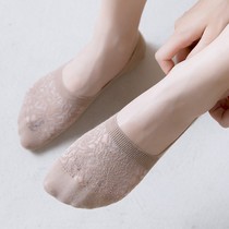 Socks bottom boat Sox womens summer non-slip anti-fall heel spring summer season thin full cotton pure cotton mesh light mouth sock lady invisible