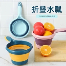 Home long-handled folding water spoon kitchen thicker plastic baby bath baby shampoo cup water scoop