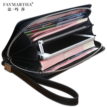 Luxury Mens Wallet Long ZIPPER GENUINE LEATHER MULTIFUNCTION HAND WRAP BULL LEATHER CARD BAG LARGE CAPACITY HAND GRIP BAG