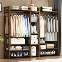 Solid wood floor-to-ceiling coat rack home bedroom hanger simple clothes vertical shelf simple modern wardrobe