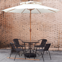 Outdoor table and chairs with umbrella three sets Coffee room Milk Tea Shop Courtyard Balcony Outdoor Umbrella Iron Art Outside Swing Folding Table Chair