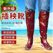 Farmland shoes mens high water shoes soft bottom transplanting boots Womens knee rain shoes large size water boots fishing rubber shoes waterproof shoes