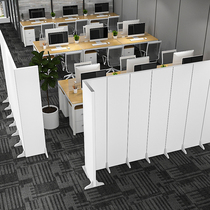 Customized screen partition wall folding mobile push-pull office factory simple activity blocking fabric white folding screen