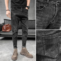 Mens jeans autumn and winter Korean fashion slim pants mens stretch casual Joker trousers black leggings