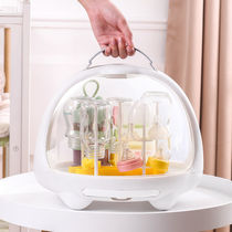 Baby bottle storage box drain drying rack with lid dust-proof portable storage material tableware milk box