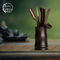 Ebony wood solid wood six gentlemen kung fu tea set tea ceremony spare parts tea clip Tea Needle tea spoon tea tea art ecoso