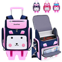 Little rabbit girl tie rod schoolbag primary school student 1-2-3-5 grade climbing stairs with wheels girl hand bag