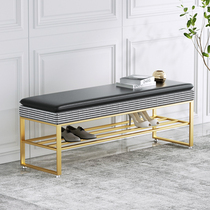 Light luxury huan xie deng household door door-to-door houndstooth shoe sit shoe rack access long bench shoes stool shoe