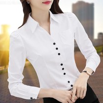 White shirt womens professional cotton early spring coat 2021 new spring and autumn velvet fashion foreign temperament