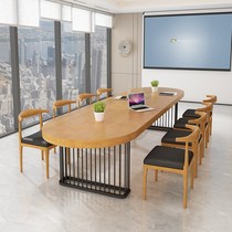American oval solid wood meeting table minimalist modern log long table strip table in talks for computer office table and chairs