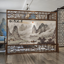 Chinese solid wood screen into the living room bedroom conference room decoration partition atmospheric landscape shield hollow hollow large seat screen