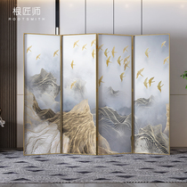 European-style screen partition folding movable office hotel lobby club block new Chinese landscape map four fold