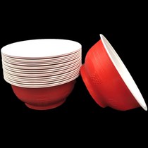 One-time bowl home Chinese New Year environmental protection home thickened high temperature plastic paper bowl home whole box Happy Bowl wedding l